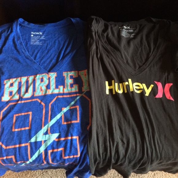 Two Hurley V neck t-shirts sz L
