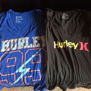 Two Hurley V neck t-shirts sz L