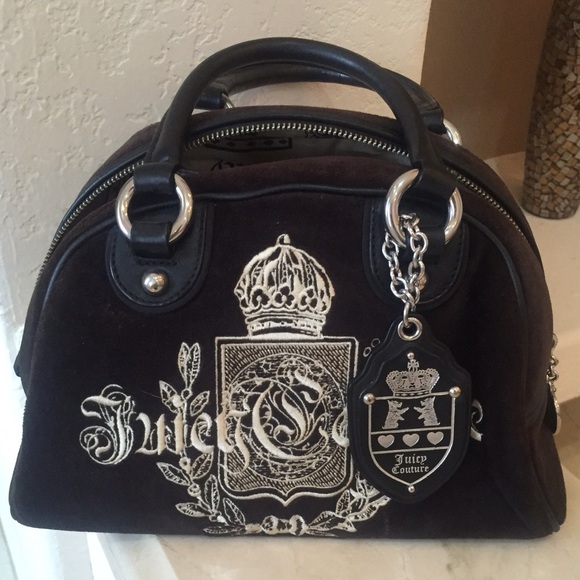 Juicy Couture Handbags - Juicy Couture Black Velvet Bowler Bag Purse