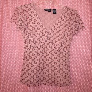 Sheer Split-Sleeve Pink Blouse