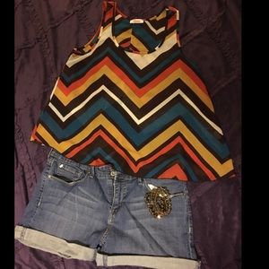 Geometric colorful sheer tank top