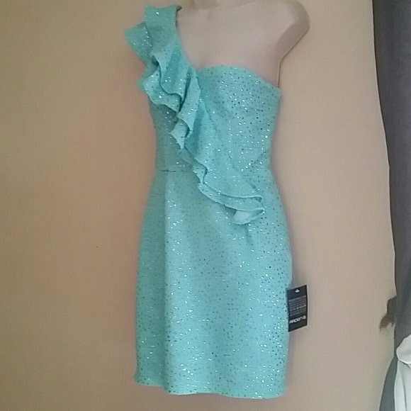 NWT Arden B Glitter One Shoulder Dress
