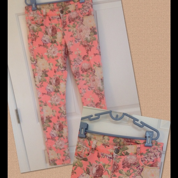 Floral print skinny jeans