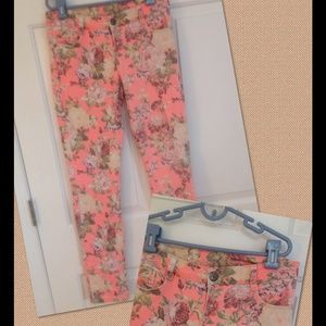 Floral print skinny jeans