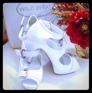 White Wild Diva Heels