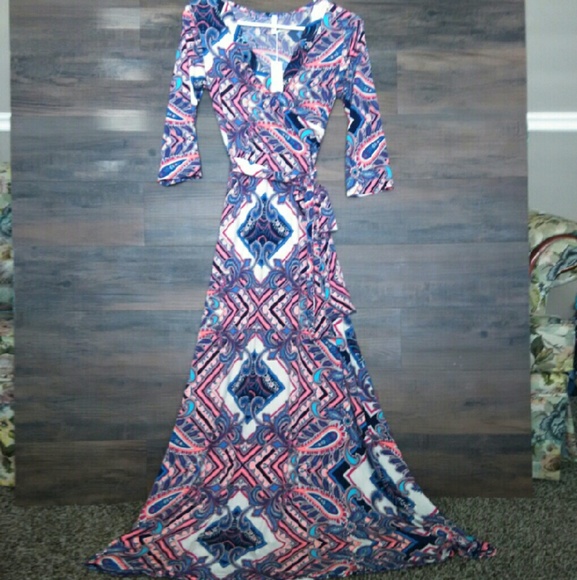 PinkBlush Maternity faux wrap maxi dress