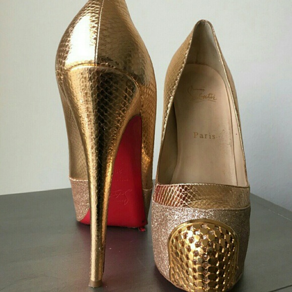 Christian Louboutin Shoes - Christian Louboutin Maggie Gold Pumps