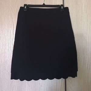 Elle Black Pencil Skirt with Layered Scallop Edge