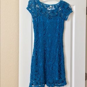 Lauren Conrad Blue Crochet Dress