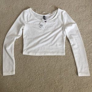White see-through, longsleeve H&M crop top.