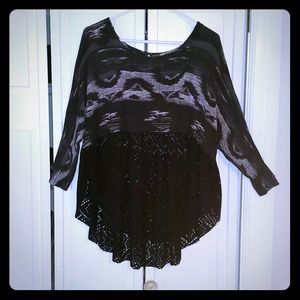 Free people 3/4 sleeve printed top