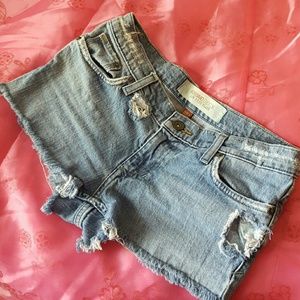 Distressed cutoff jean shorts
