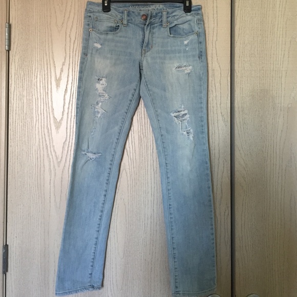 American Eagle Light Distressed Skinny Jeans