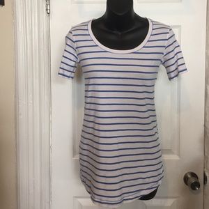 Lululemon blue and white striped tshirt