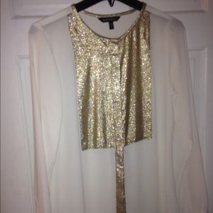 Express Gold Shimmer Dress Blouse