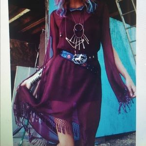 For love and lemons red sheer overlay dress