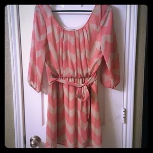 Lily Rose Taupe & coral mini dress