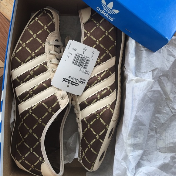 Adidas OKAPI Gold&Brown Satin Sneakers *Rare* - Picture 4 of 4