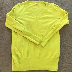 JCrew Factory medium neon green v-neck sweater.