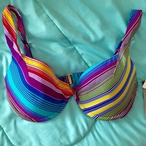 Perry Ellis, striped push up swim bra size 38D/DD