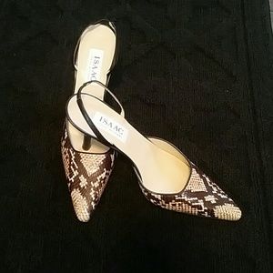 Snakeskin print slingbacks