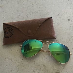 Ray ban green mirror aviators