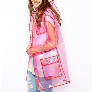 ASOS clear pink trench raincoat