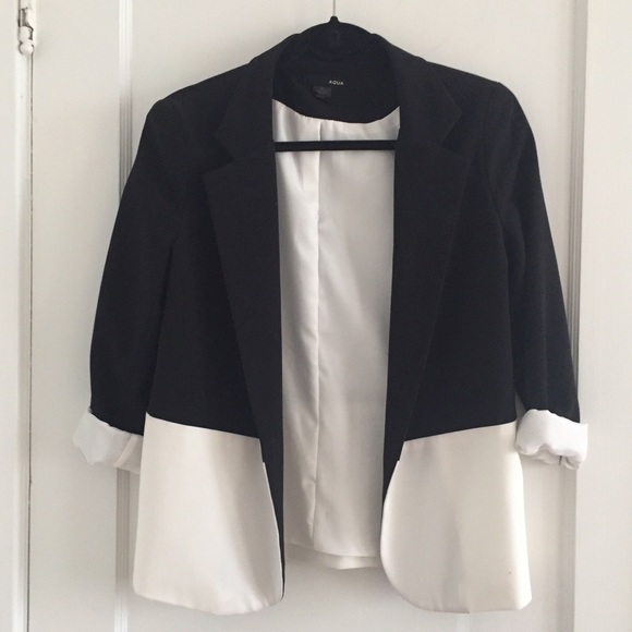 Black and White Color Blocked Aqua Blazer size S