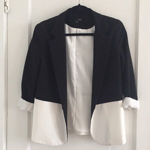 Black and White Color Blocked Aqua Blazer size S