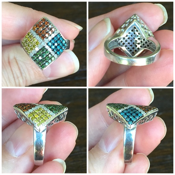 Multi Color Diamond Ring - Picture 2 of 3