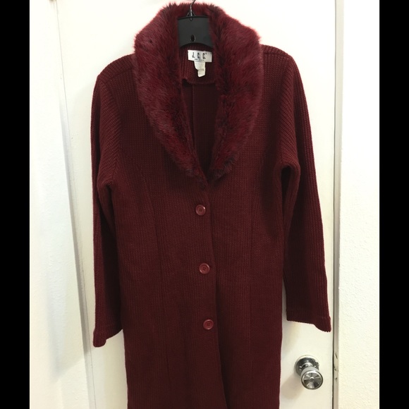 Red J.C.C. Faux Fur Button Down Coat