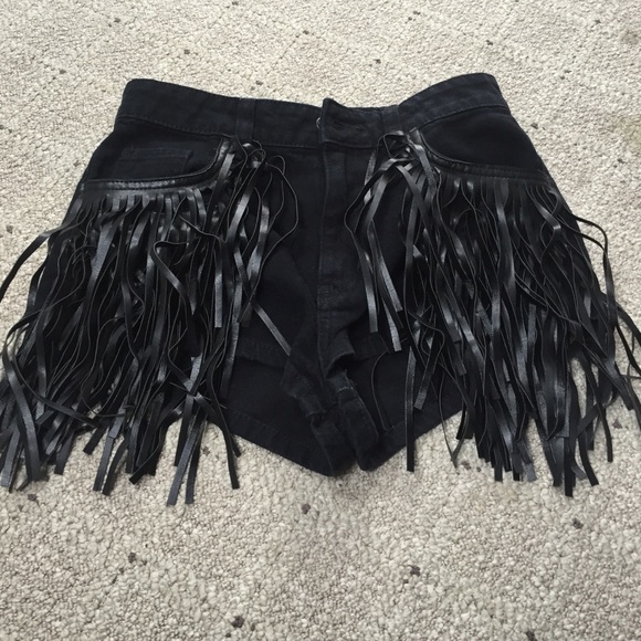 Lf carmar fringe black shorts