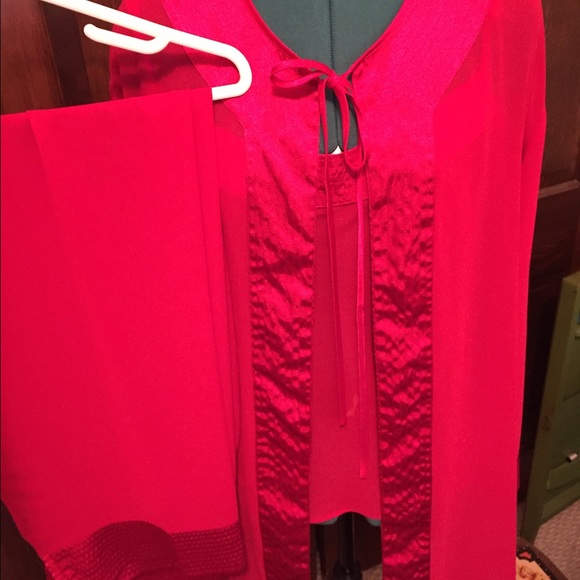Red silk pajama set