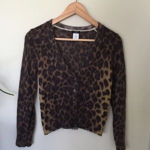 J. Crew ombré leopard cropped mohair cardigan