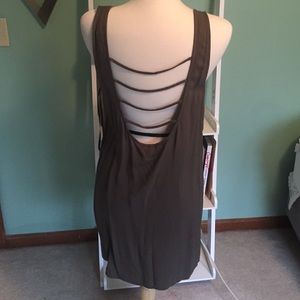 Army green open back dress