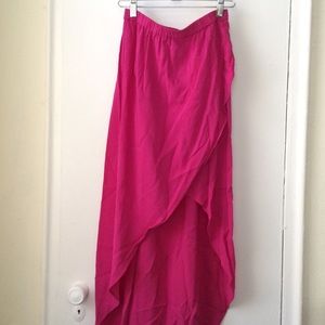 High low hot pink skirt