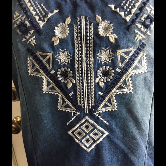 Boho Denim Mini Dress - Picture 3 of 4