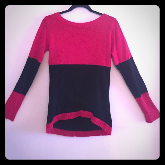 Red and black color block sweater