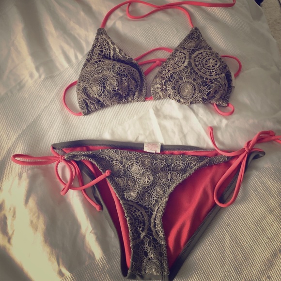 Lace detail bathing suit