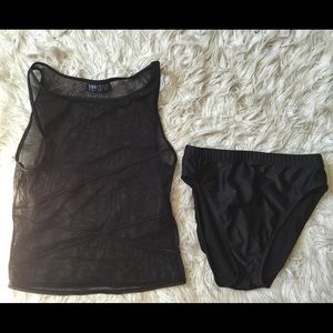 Vintage high rise see through mesh bathing suit