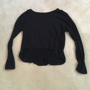 Black long sleeved shirt with lace on the back
