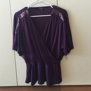 Plum Express blouse w/sequins