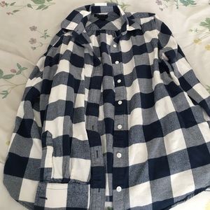 Lands' End Blue & White Flannel