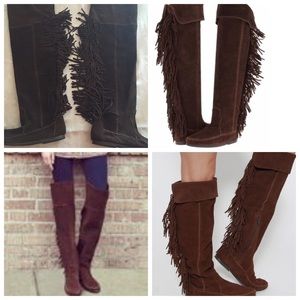 Minnetonka Over-The-Knee Fringe Boot
