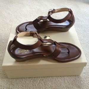 AMAZING CONDITION Coach leather sandal wedges