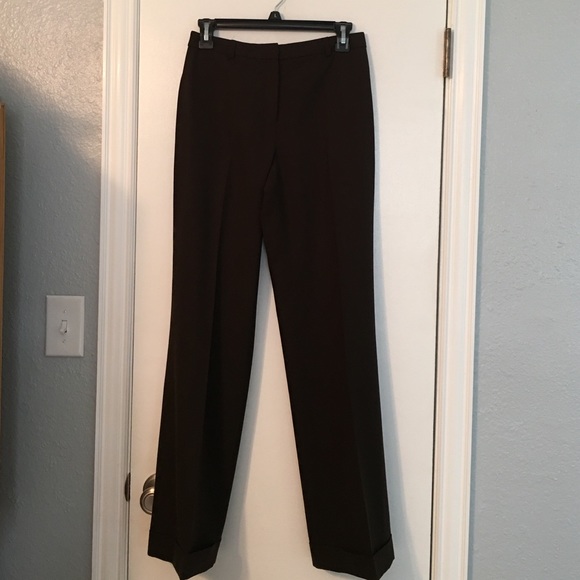 Brown dress pants with cuffed legs
