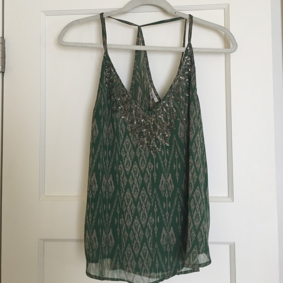 🚨FLASH SALE🚨Green Gold Sequin Boho Halter Tank