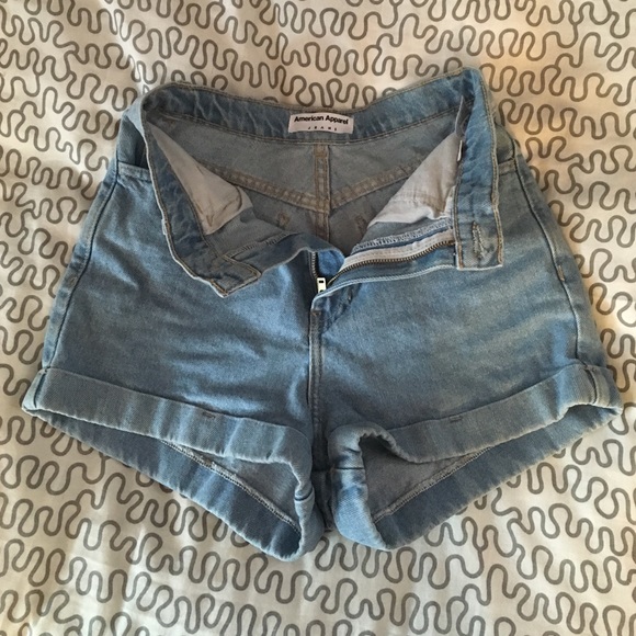 american apparel high waisted denim shorts