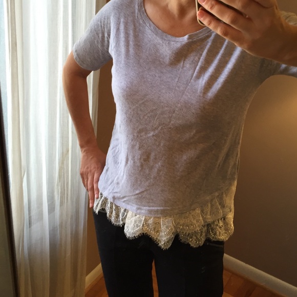 J. Crew Lace Trim Tee