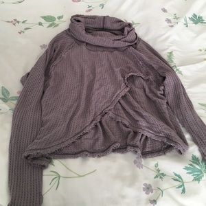 Purple Free People Cowl Neck Sweater